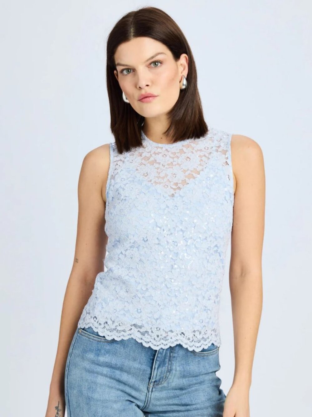 Generation Love Henrietta Sequin Lace Top In Opal NWT, Size L